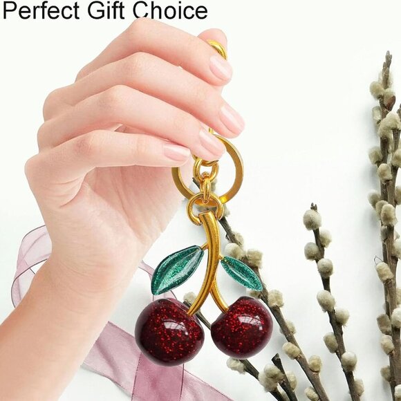 Versatile Cherry Bag Charm – Sparkling Imitation Pearl Gift for Stylish Women - Picture 4 of 6
